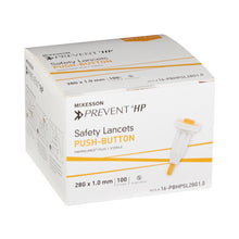 Load image into Gallery viewer, Lancet McKesson Prevent® Fixed Depth Lancet Needle 1.0 mm Depth 28 Gauge Push Button Activated