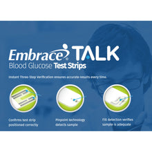 Load image into Gallery viewer, Blood Glucose Test Strips Embrace® 50 Strips per Box Talking For Embrace® Blood Glucose System