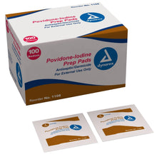 Load image into Gallery viewer, PVP Prep Pad Dynarex® 10% Strength Povidone-Iodine Individual Packet Medium NonSterile