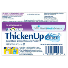 Load image into Gallery viewer, Food and Beverage Thickener Resource® Thickenup® Clear 1.4 Gram Individual Packet Unflavored Powder Consistency Varies By Preparation