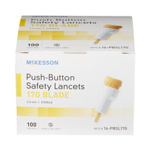 Load image into Gallery viewer, Lancet McKesson Fixed Depth Lancet Blade 2.0 mm Depth 17 Gauge Push Button Activated