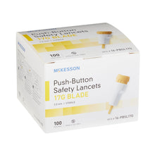 Load image into Gallery viewer, Lancet McKesson Fixed Depth Lancet Blade 2.0 mm Depth 17 Gauge Push Button Activated