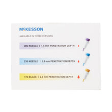 Load image into Gallery viewer, Lancet McKesson Fixed Depth Lancet Needle 1.8 mm Depth 23 Gauge Push Button Activated