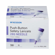 Load image into Gallery viewer, Lancet McKesson Fixed Depth Lancet Needle 1.5 mm Depth 28 Gauge Push Button Activated