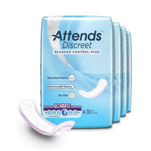  Bladder Control Pad Attends® Discreet 15 Inch Length Moderate Absorbency Polymer Core One Size Fits Most Adult Female Disposable 