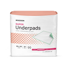 Load image into Gallery viewer,  Underpad McKesson Super 30 X 30 Inch Disposable Fluff / Polymer Moderate Absorbency 
