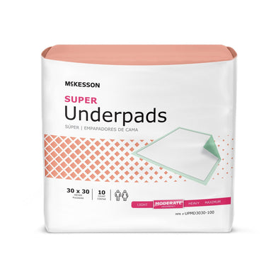  Underpad McKesson Super 30 X 30 Inch Disposable Fluff / Polymer Moderate Absorbency 