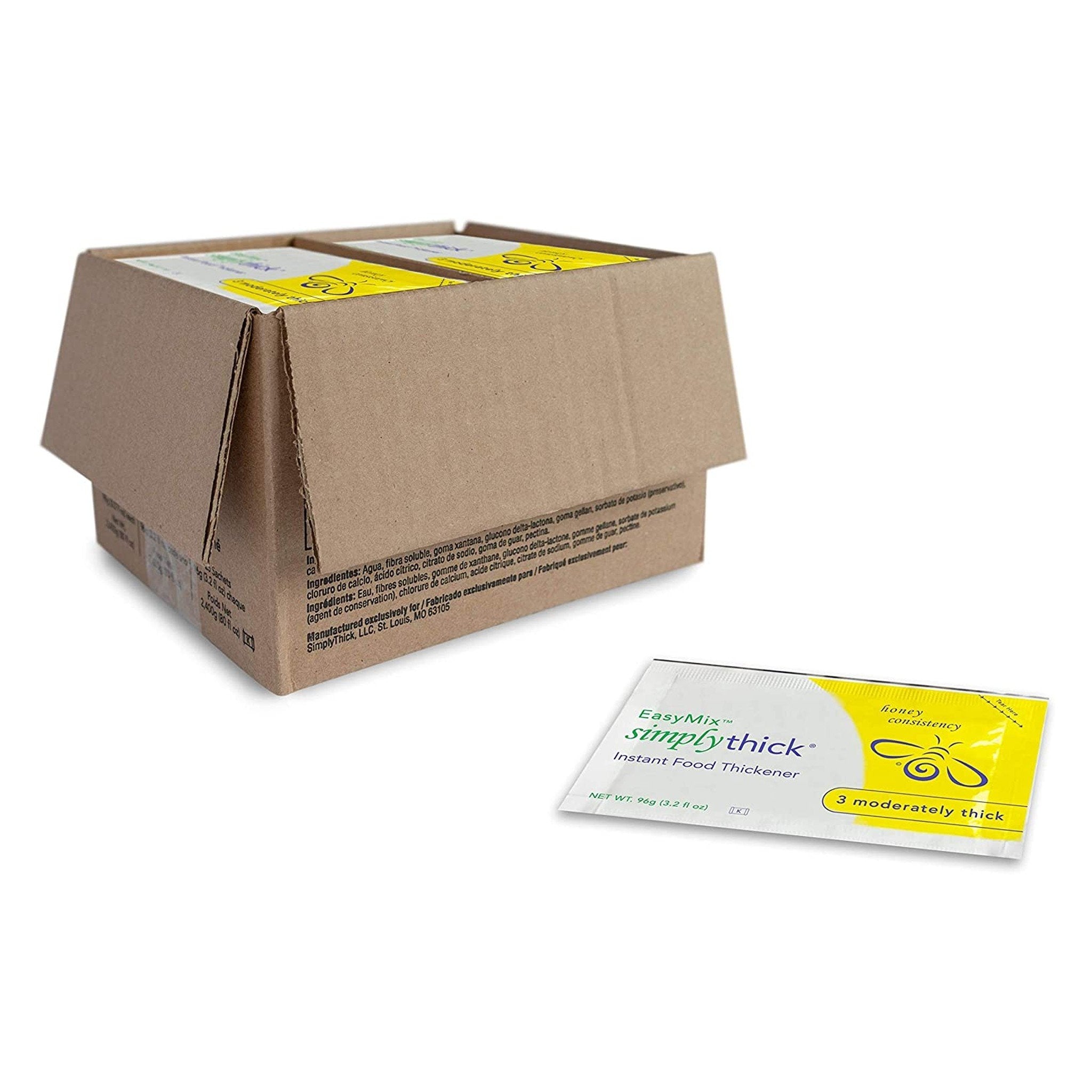 Food and Beverage Thickener SimplyThick® Easy Mix 96 Gram Individual Packet Unflavored Gel Honey Consistency