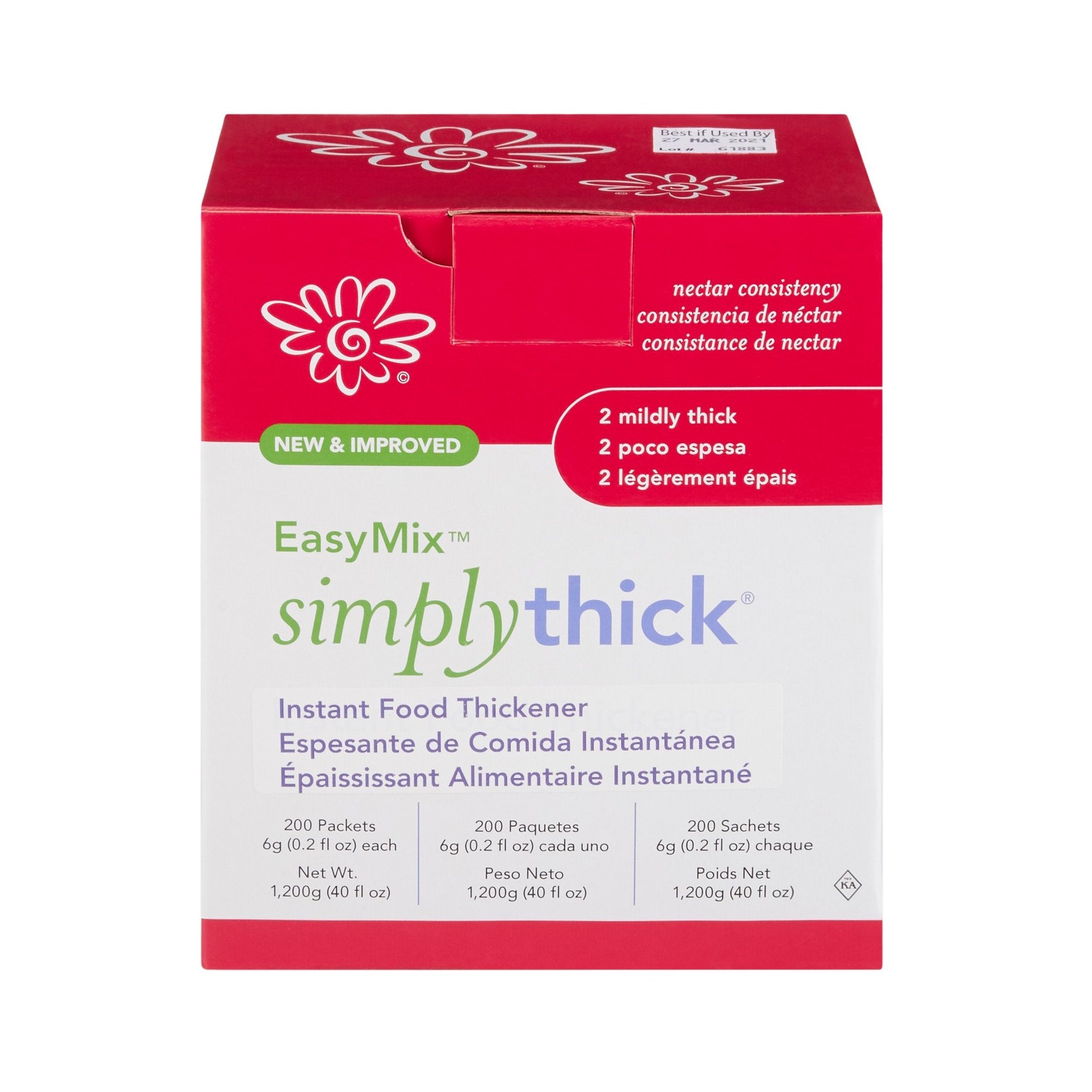 Food and Beverage Thickener SimplyThick® Easy Mix 6 Gram Individual Packet Unflavored Gel Nectar Consistency