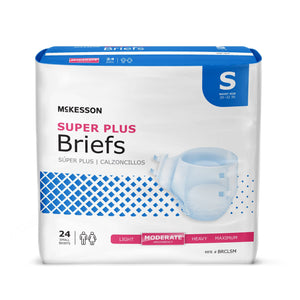  Unisex Adult Incontinence Brief McKesson Super Plus Small Disposable Moderate Absorbency 