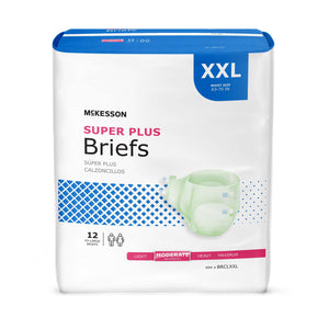  Unisex Adult Incontinence Brief McKesson Super Plus 2X-Large Disposable Moderate Absorbency 