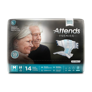  Unisex Adult Incontinence Brief Attends® Premier Medium Disposable Heavy Absorbency 