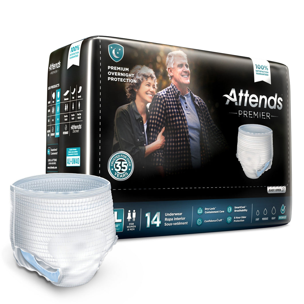  Unisex Adult Absorbent Underwear Attends® Premier Pull On with Tear Away Seams X-Large Disposable Heavy Absorbency 