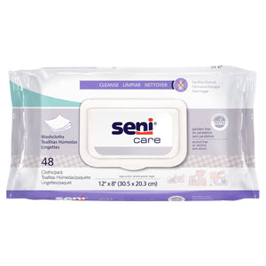  Rinse-Free Bath Wipe Seni® Care Soft Pack Allantoin / Vitamin E Scented 48 Count 