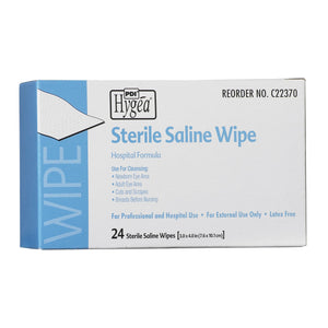 Saline Wipe Hygea® Individual Packet Saline Unscented 24 Count 