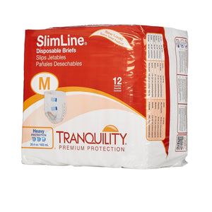  Unisex Adult Incontinence Brief Tranquility® Slimline® Medium Disposable Heavy Absorbency 