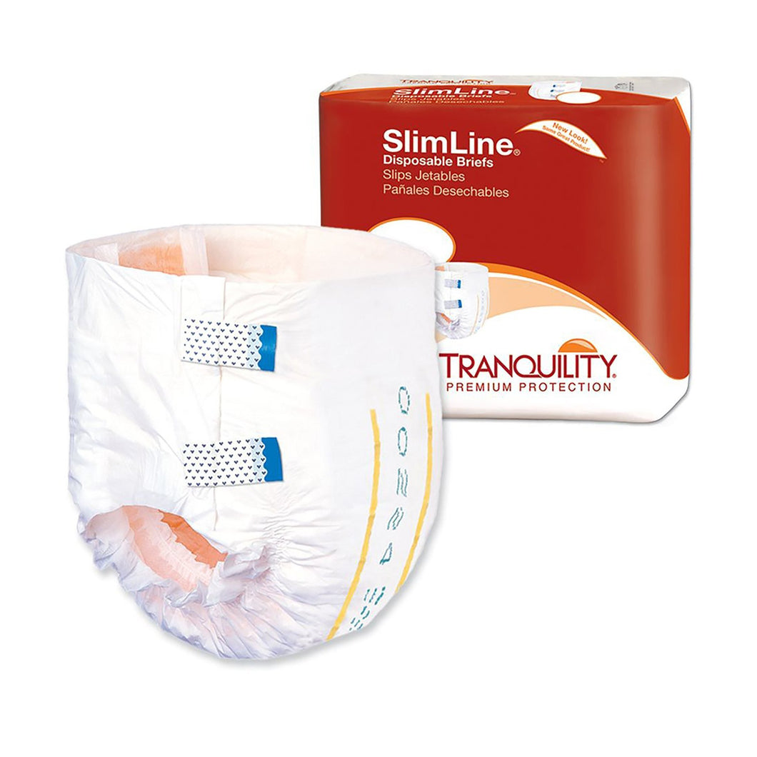  Unisex Adult Incontinence Brief Tranquility® Slimline® Medium Disposable Heavy Absorbency 