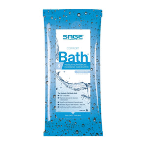  Rinse-Free Bath Wipe Comfort Bath® Soft Pack Water / Glycerin / Aloe / Vitamin E Unscented 8 Count 