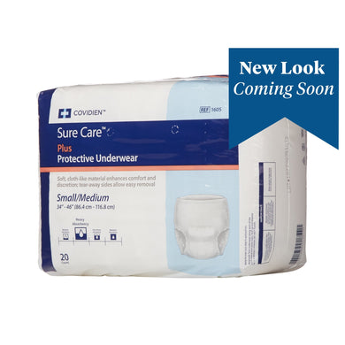  Unisex Adult Absorbent Underwear Sure Care™ Plus Pull On with Tear Away Seams Small / Medium Disposable Heavy Absorbency 