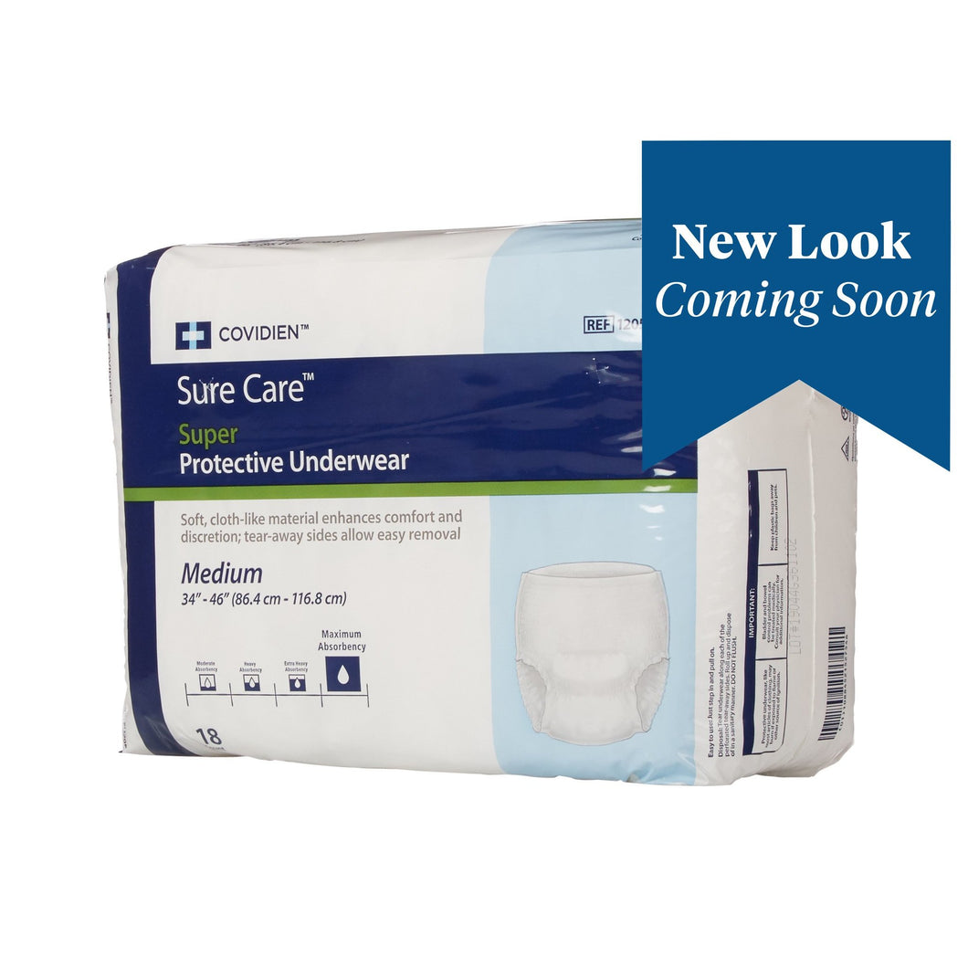  Unisex Adult Absorbent Underwear Sure Care™ Pull On with Tear Away Seams Medium Disposable Heavy Absorbency 