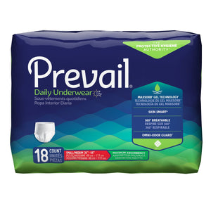  Unisex Adult Absorbent Underwear Prevail® Pull On with Tear Away Seams Small / Medium Disposable Heavy Absorbency 
