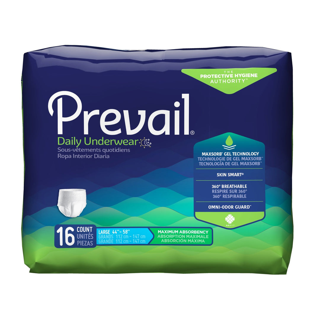  Unisex Adult Absorbent Underwear Prevail® Pull On with Tear Away Seams Large Disposable Heavy Absorbency 