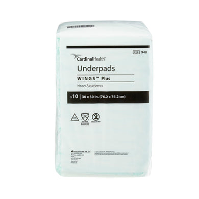  Underpad Wings™ Plus 30 X 30 Inch Disposable Fluff / Polymer Heavy Absorbency 