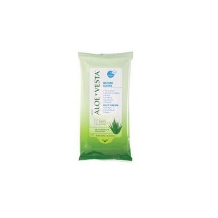  Rinse-Free Bath Wipe Aloe Vesta® Soft Pack Dimethicone Scented 8 Count 