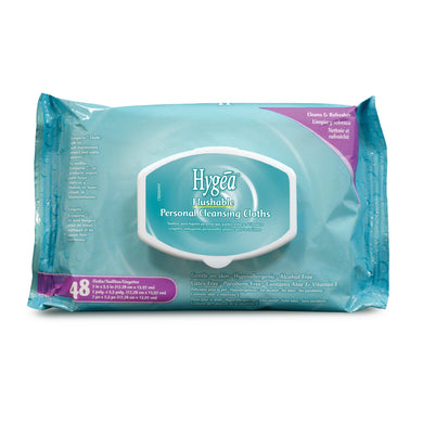  Flushable Personal Wipe Hygea® Soft Pack Aloe / Vitamin E Scented 48 Count 