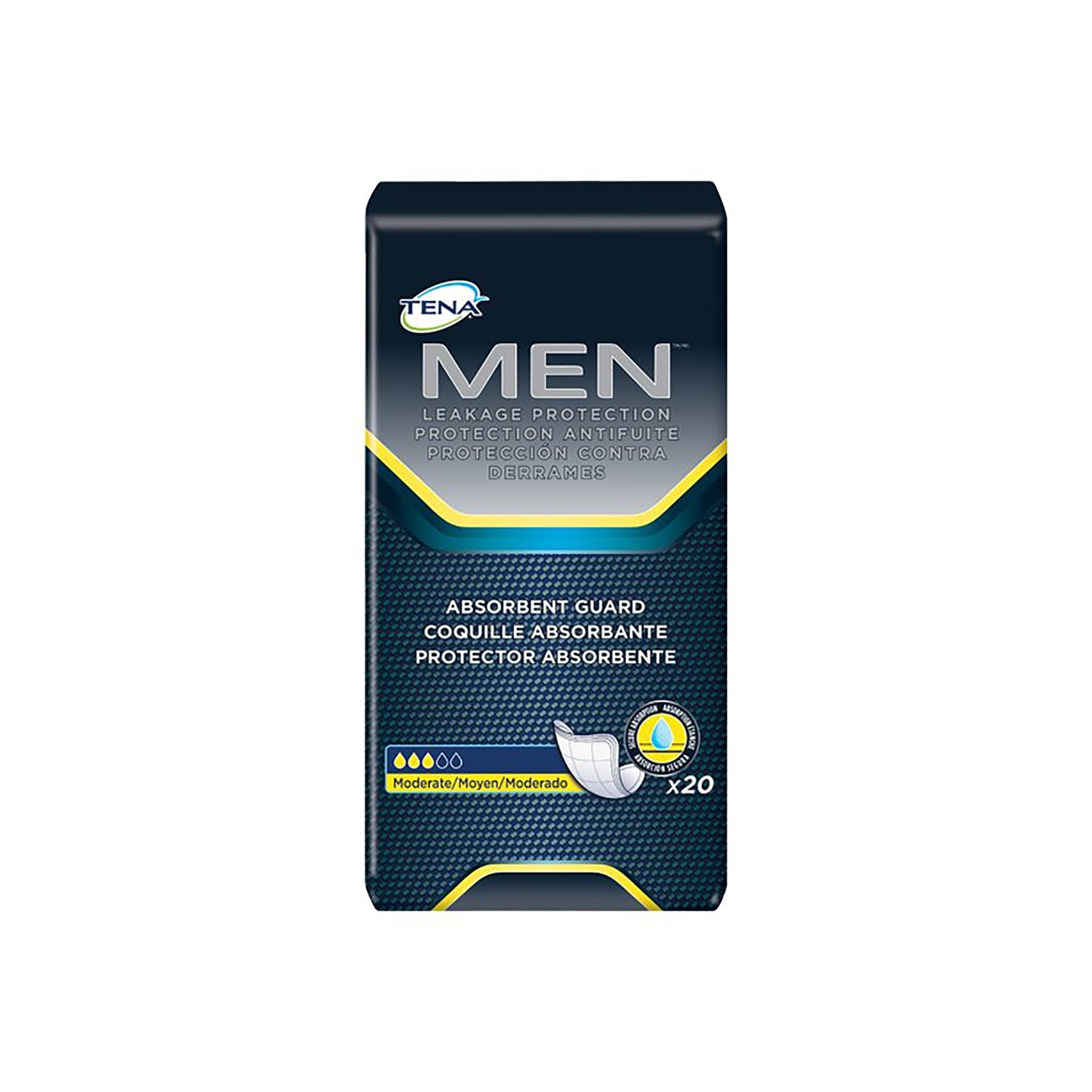 TENA Men Absorbent Guard, Maximum Bladder Control Pad for Adults,  Disposable, Dry-Fast Core, 8 in.