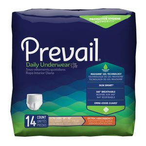  Unisex Adult Absorbent Underwear Prevail® Daily Underwear Pull On with Tear Away Seams X-Large Disposable Moderate Absorbency 