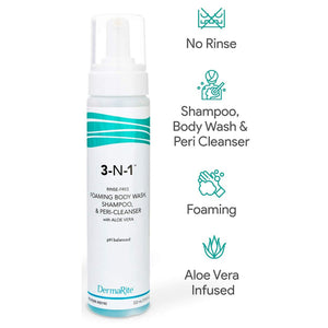  Rinse-Free Body Wash DermaRite® 3-N-1™ Foaming 7.5 oz. Pump Bottle Mild Scent 