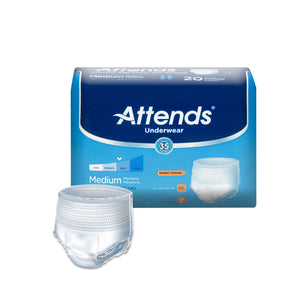  Unisex Adult Absorbent Underwear Attends® Pull On with Tear Away Seams Medium Disposable Moderate Absorbency 