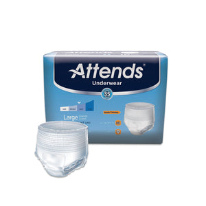  Unisex Adult Absorbent Underwear Attends® Pull On with Tear Away Seams Large Disposable Moderate Absorbency 