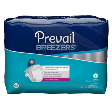 Unisex Adult Incontinence Brief Prevail® Breezers® Large Disposable Heavy Absorbency 