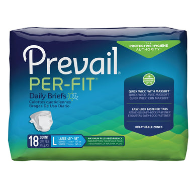  Unisex Adult Incontinence Brief Prevail® Per-Fit® Large Disposable Heavy Absorbency 