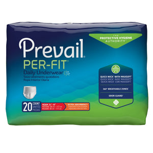  Unisex Adult Absorbent Underwear Prevail® Per-Fit® Pull On with Tear Away Seams Medium Disposable Heavy Absorbency 