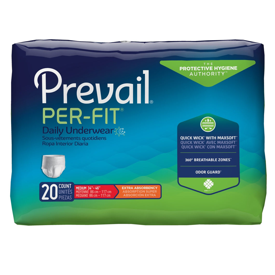  Unisex Adult Absorbent Underwear Prevail® Per-Fit® Pull On with Tear Away Seams Medium Disposable Heavy Absorbency 