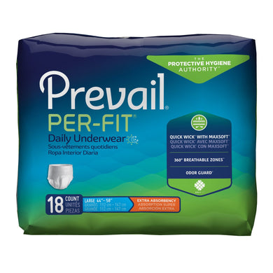  Unisex Adult Absorbent Underwear Prevail® Per-Fit® Pull On with Tear Away Seams Large Disposable Heavy Absorbency 