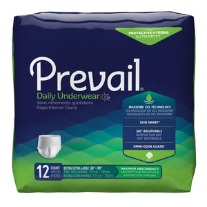  Unisex Adult Absorbent Underwear Prevail® Daily Underwear Pull On with Tear Away Seams 2X-Large Disposable Moderate Absorbency 