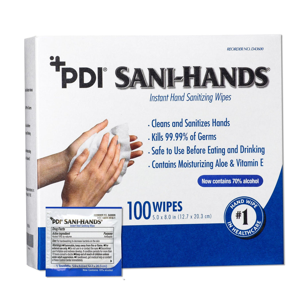 Hand Sanitizing Wipe Sani-Hands® 100 Count Ethyl Alcohol Wipe Individual Packet 