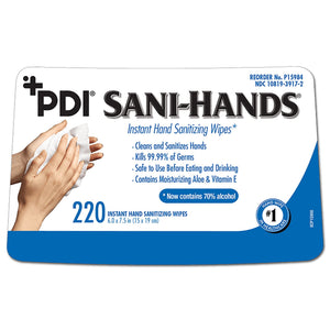  Hand Sanitizing Wipe Sani-Hands® 220 Count Ethyl Alcohol Wipe Canister 
