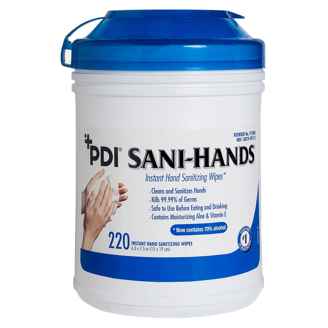  Hand Sanitizing Wipe Sani-Hands® 220 Count Ethyl Alcohol Wipe Canister 