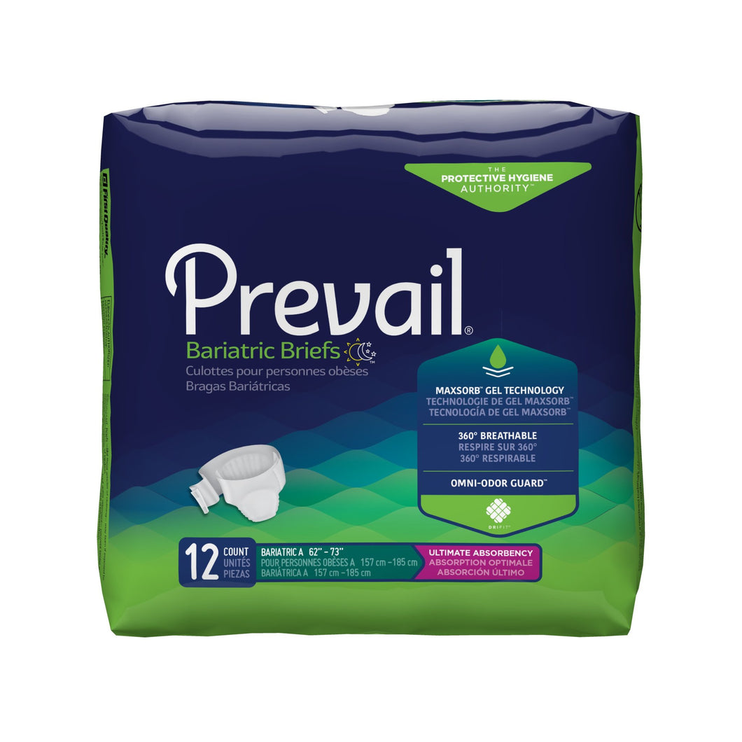  Unisex Adult Incontinence Brief Prevail® Bariatric Size A Disposable Heavy Absorbency 