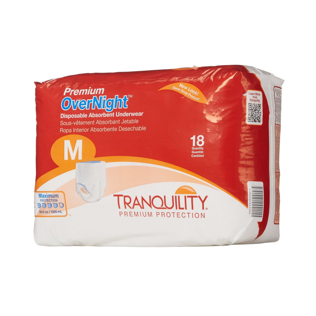  Unisex Adult Absorbent Underwear Tranquility® Premium OverNight™ Pull On with Tear Away Seams Medium Disposable Heavy Absorbency 