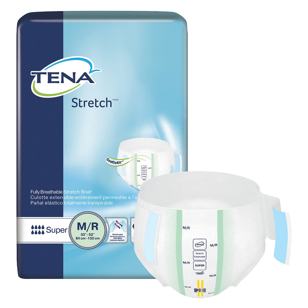  Unisex Adult Incontinence Brief TENA® Stretch™ Super Medium Disposable Heavy Absorbency 