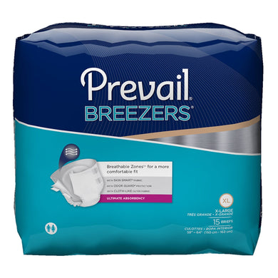  Unisex Adult Incontinence Brief Prevail® Breezers® X-Large Disposable Heavy Absorbency 
