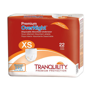  Unisex Adult Absorbent Underwear Tranquility® Premium OverNight™ Pull On with Tear Away Seams X-Small Disposable Heavy Absorbency 