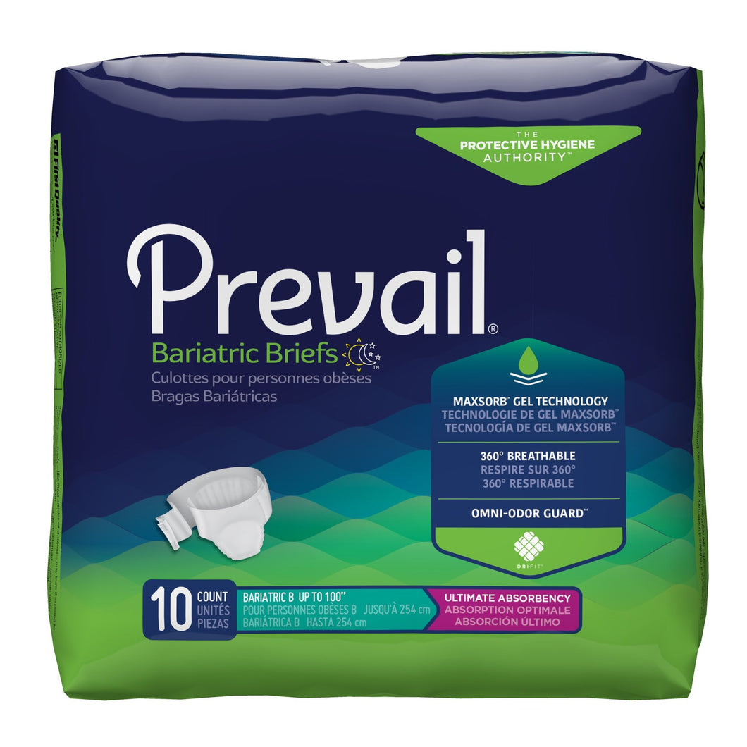  Unisex Adult Incontinence Brief Prevail® Bariatric Size B Disposable Heavy Absorbency 