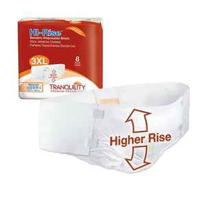  Unisex Adult Incontinence Brief Tranquility® HI-Rise™ Bariatric 3X-Large Disposable Heavy Absorbency 